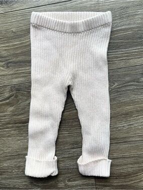 Hanna Andersson Ribbed Knit Leggings 12-18 Months Cream Cotton Sweater Winter